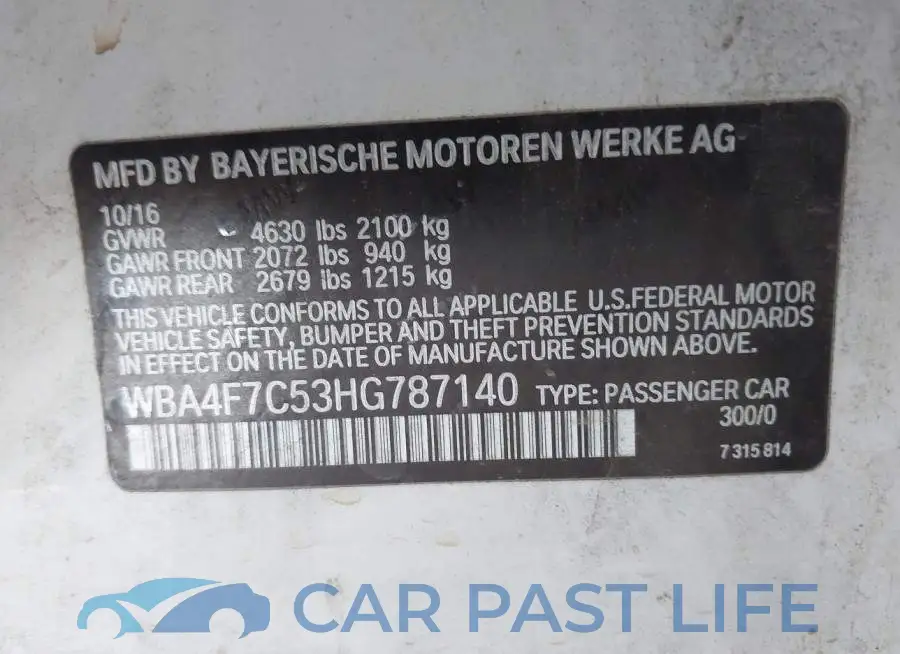 WBA4F7C53HG787140# 9