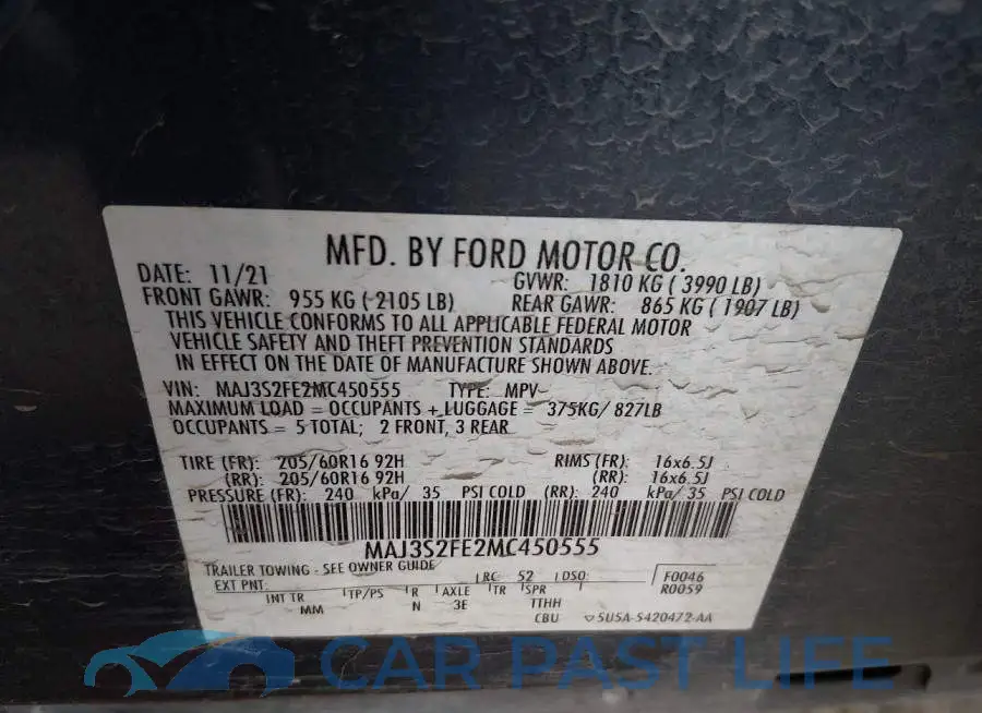 MAJ3S2FE2MC450555# 9