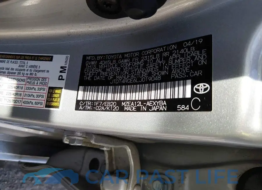 JTDT4RCE6LJ019048# 9