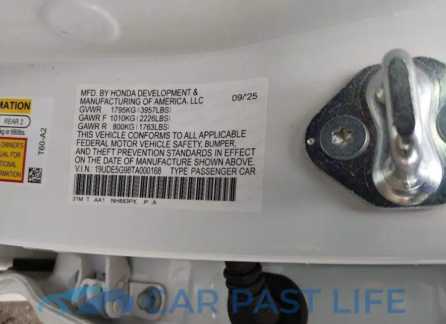 19UDE5G98TA000168# 9