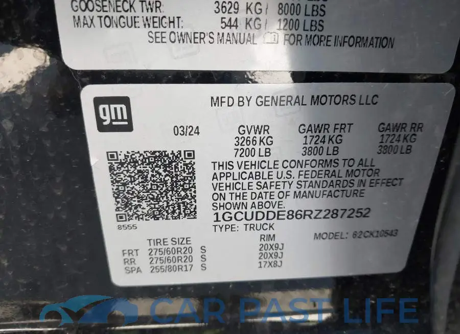 1GCUDDE86RZ287252# 9