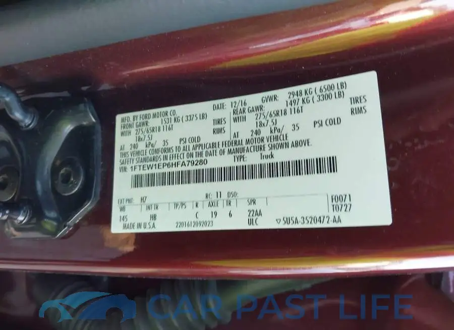 1FTEW1EP6HFA79280# 9