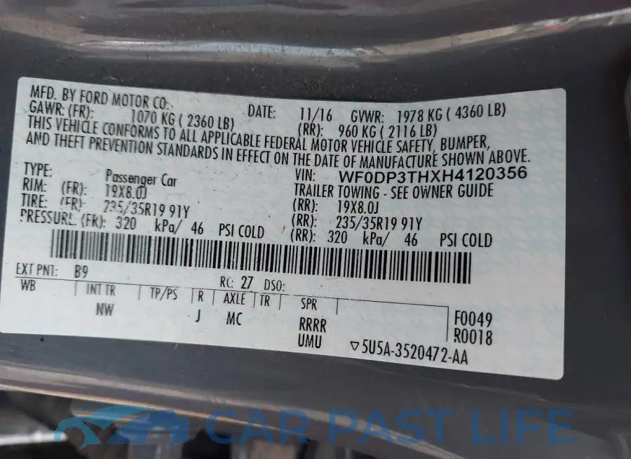 WF0DP3THXH4120356# 9