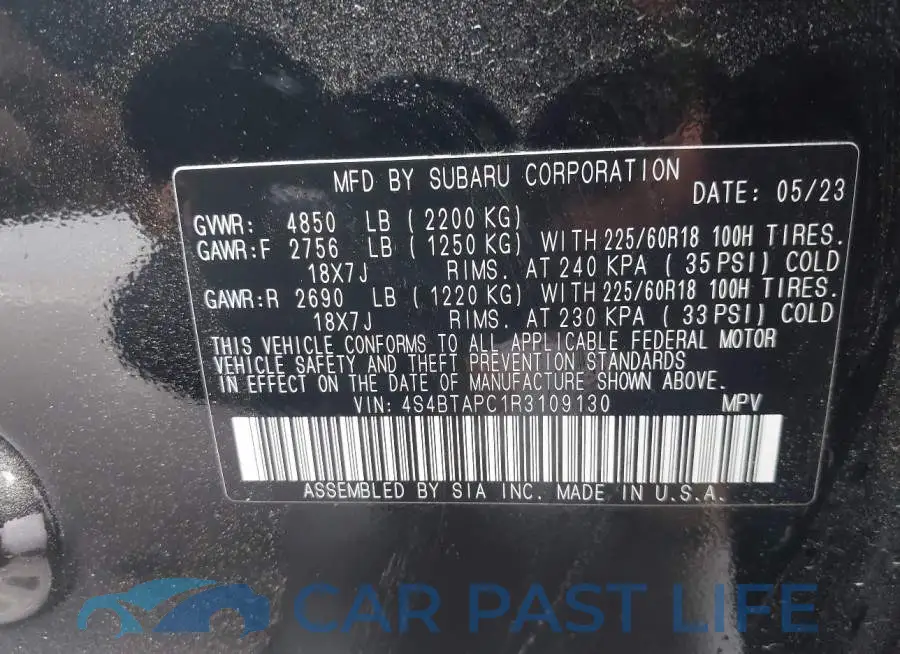 4S4BTAPC1R3109130# 9