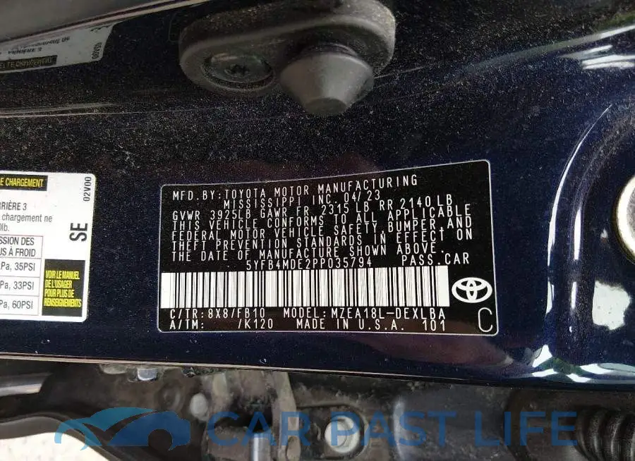5YFB4MDE2PP035794# 9