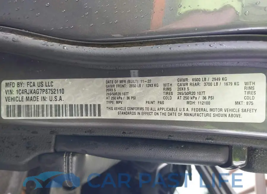 1C4RJKAG7P8752110# 9