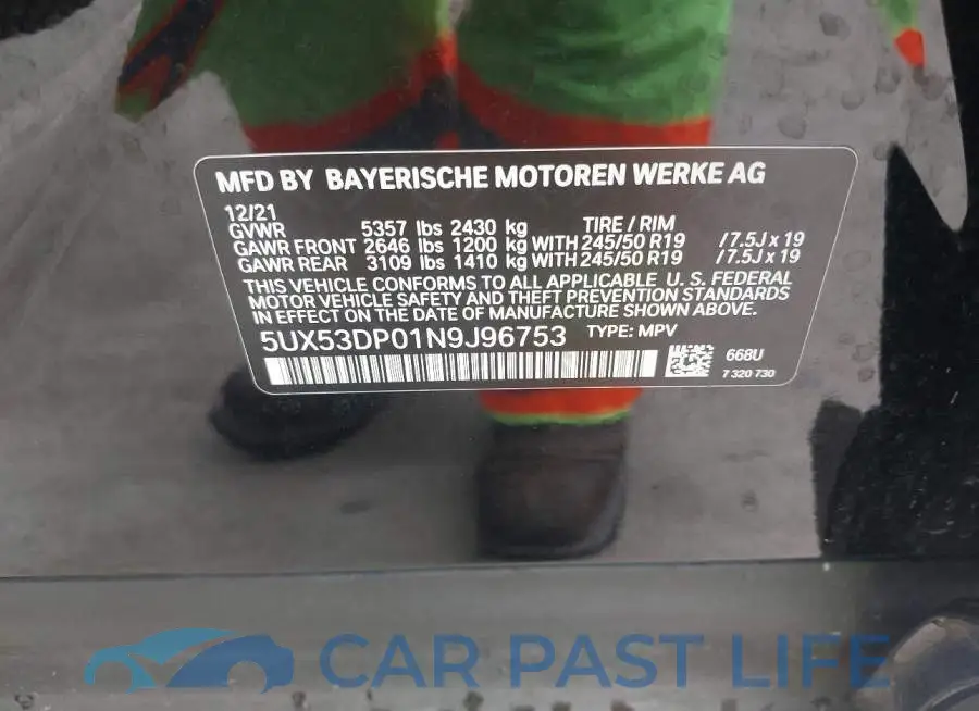 5UX53DP01N9J96753# 9