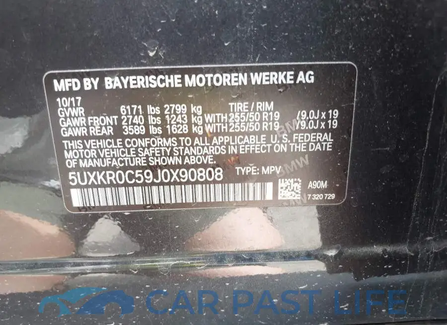 5UXKR0C59J0X90808# 9