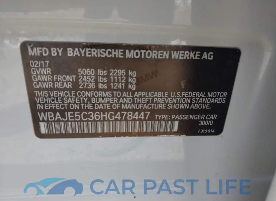 WBAJE5C36HG478447# 9