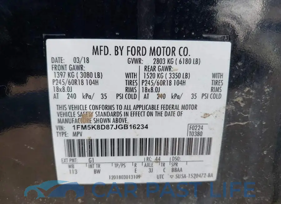1FM5K8D87JGB16234# 9