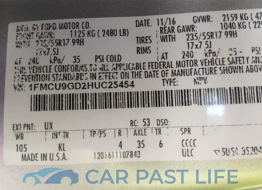 1FMCU9GD2HUC25454# 9