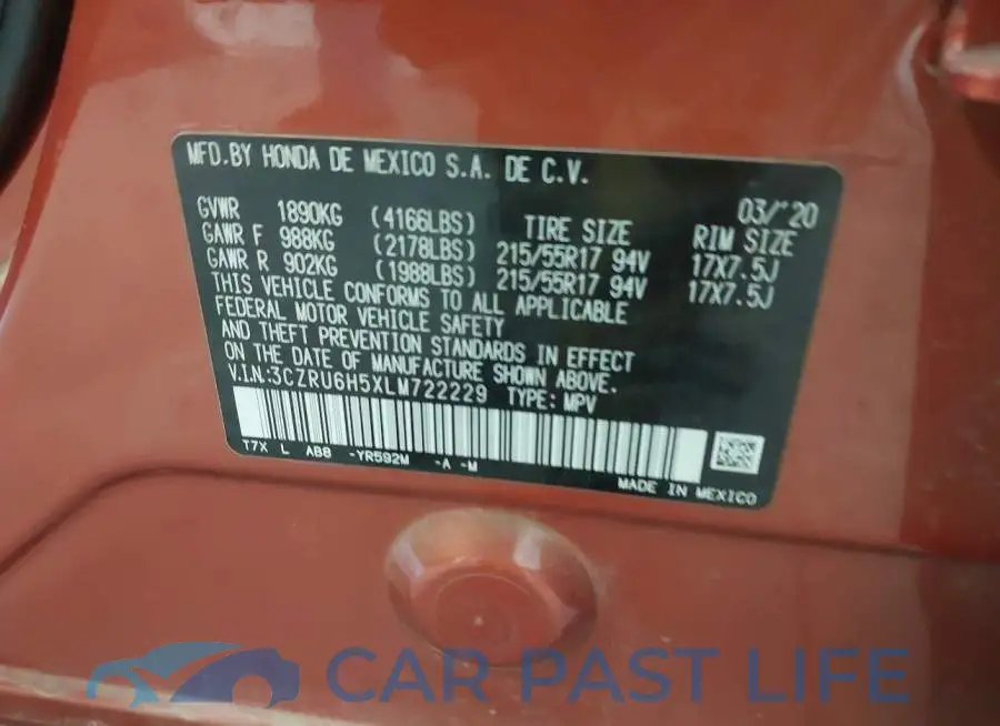 3CZRU6H5XLM722229# 9