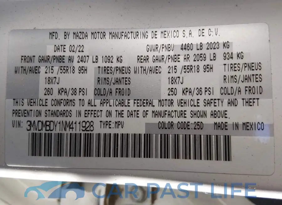 3MVDMBDY1NM411928# 9