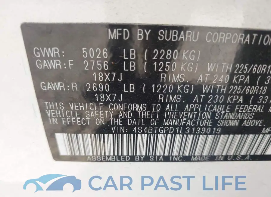 4S4BTGPD1L3139019# 9