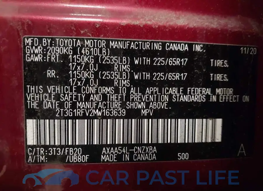 2T3G1RFV2MW163639# 9