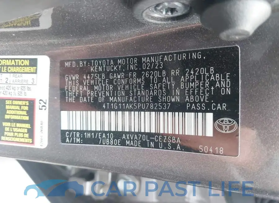 4T1G11AK5PU782537# 9