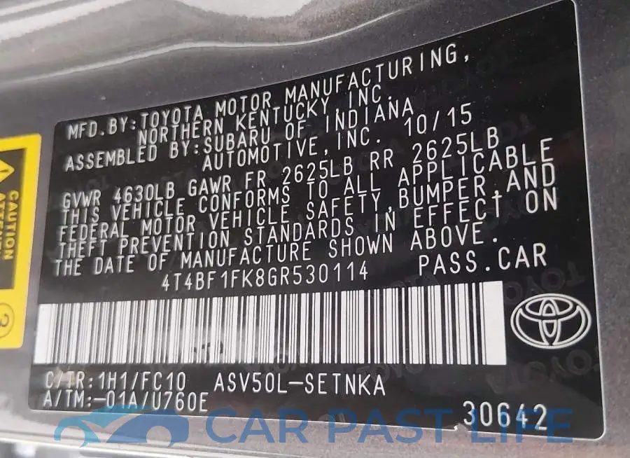 4T4BF1FK8GR530114# 9