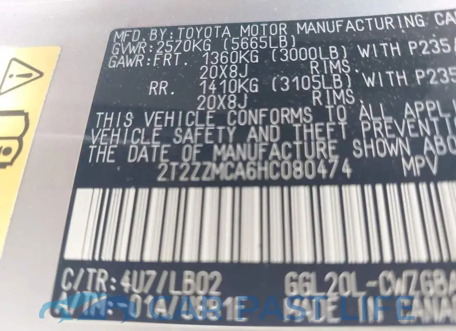2T2ZZMCA6HC080474# 9