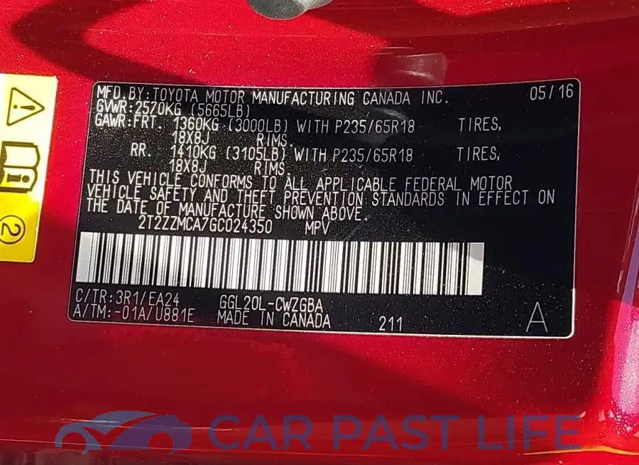 2T2ZZMCA7GC024350# 9