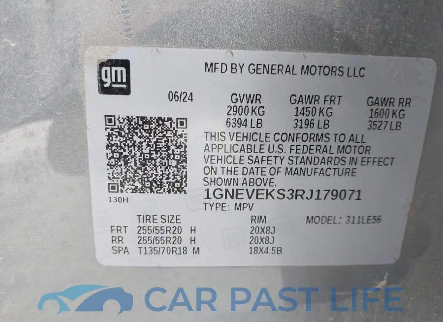 1GNEVEKS3RJ179071# 9