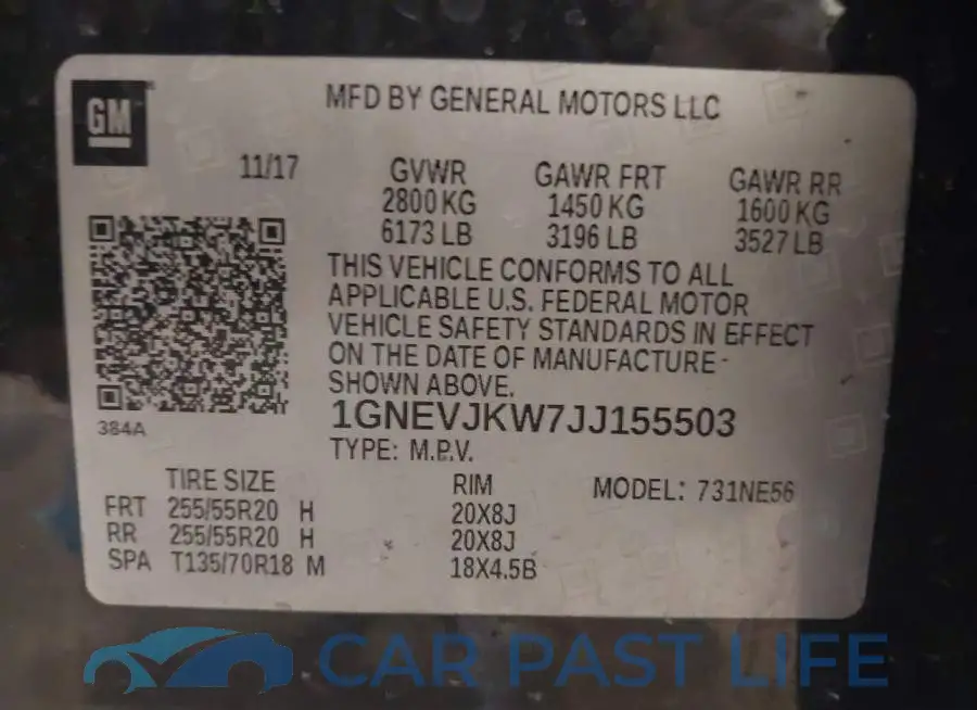 1GNEVJKW7JJ155503# 9