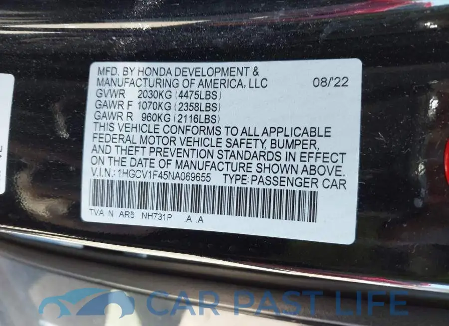 1HGCV1F45NA069655# 9