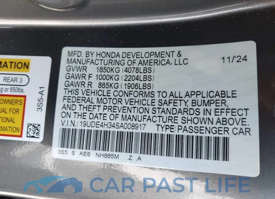 19UDE4H34SA008917# 9