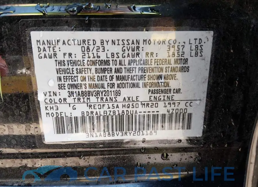 3N1AB8BV3RY201189# 9
