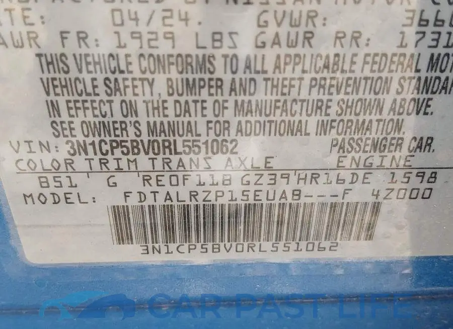 3N1CP5BV0RL551062# 9
