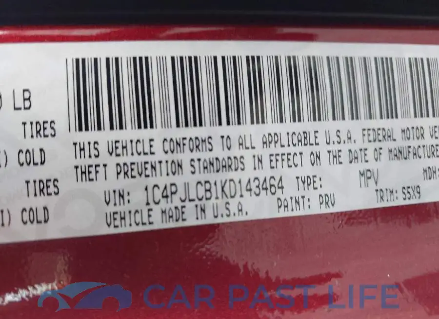 1C4PJLCB1KD143464# 9