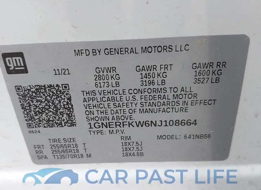 1GNERFKW6NJ108664# 9