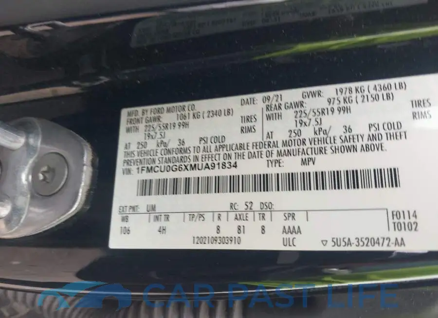 1FMCU0G6XMUA91834# 9