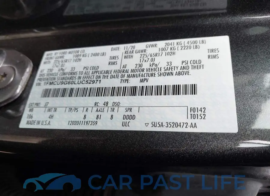 1FMCU9G60LUC52971# 9