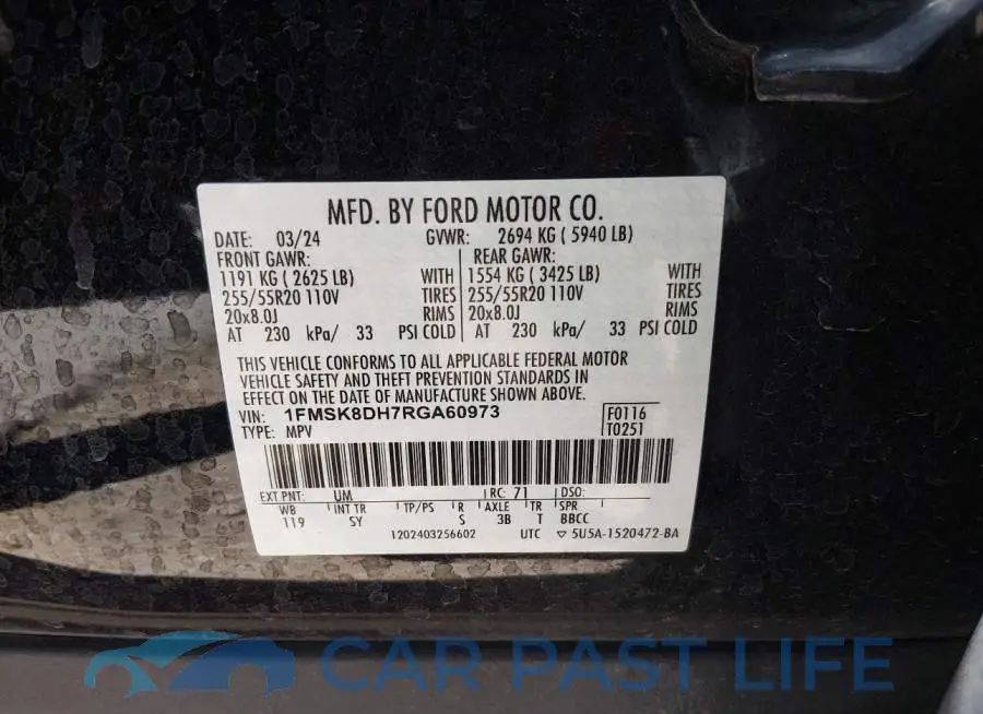 1FMSK8DH7RGA60973# 9