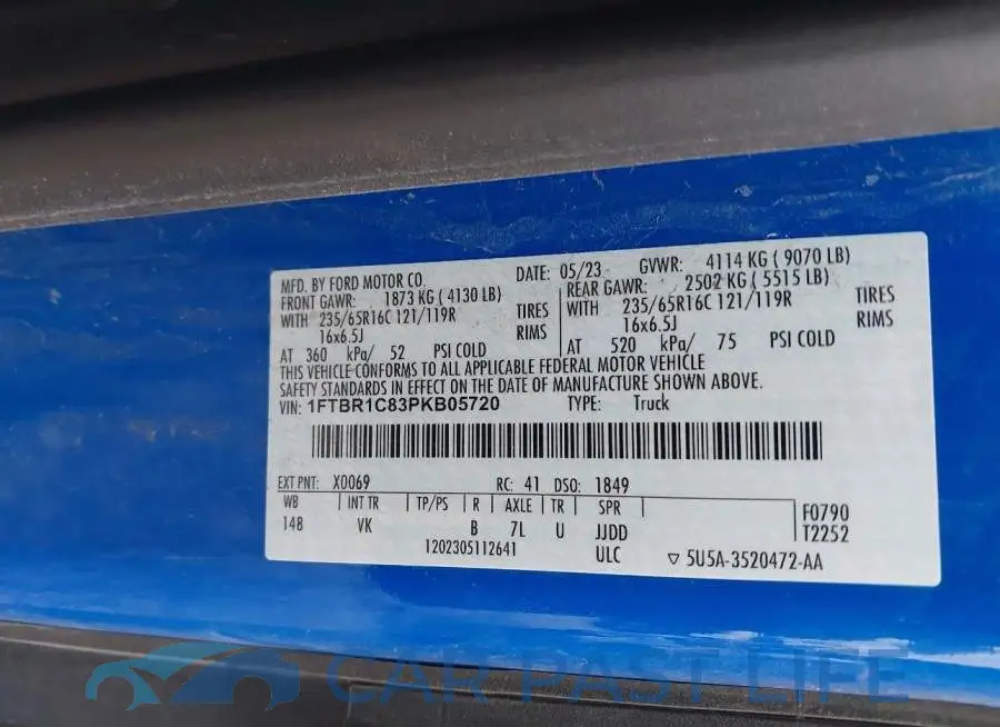 1FTBR1C83PKB05720# 9