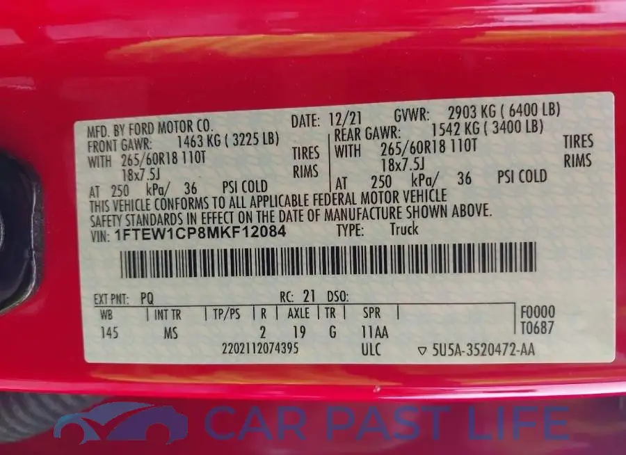 1FTEW1CP8MKF12084# 9