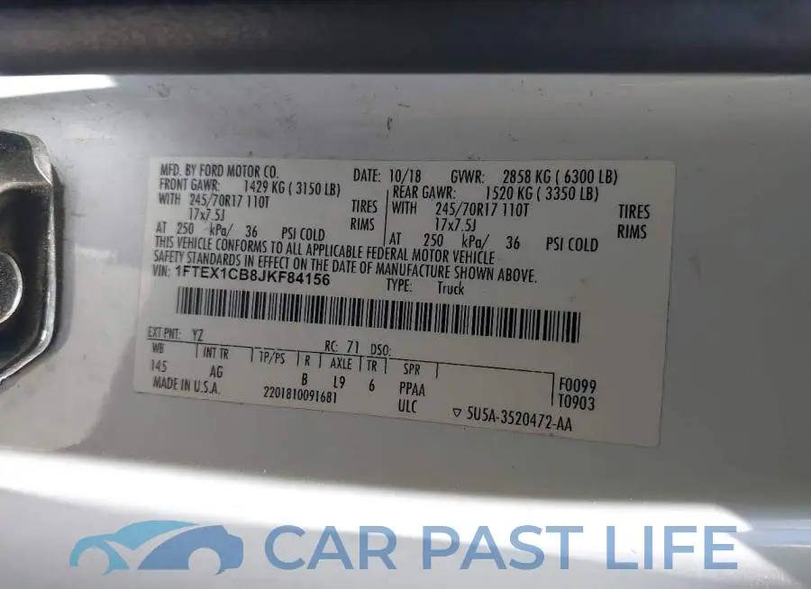 1FTEX1CB8JKF84156# 9