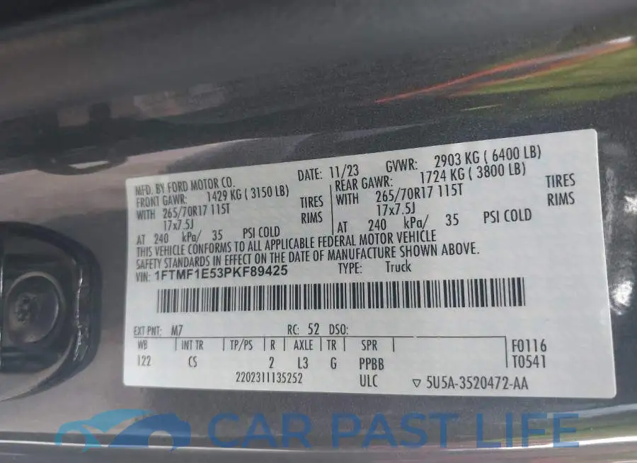 1FTMF1E53PKF89425# 9