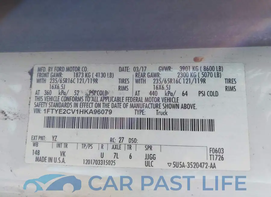 1FTYE2CV1HKA96079# 9