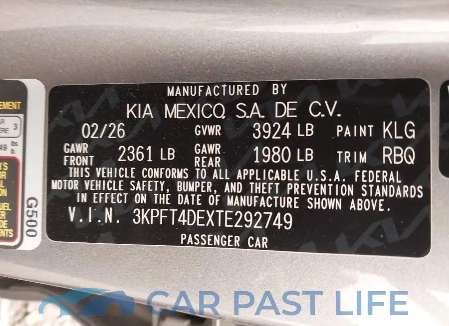 3KPFT4DEXTE292749# 9