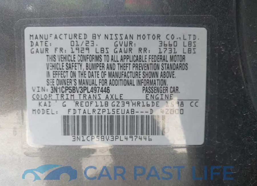 3N1CP5BV3PL497446# 9