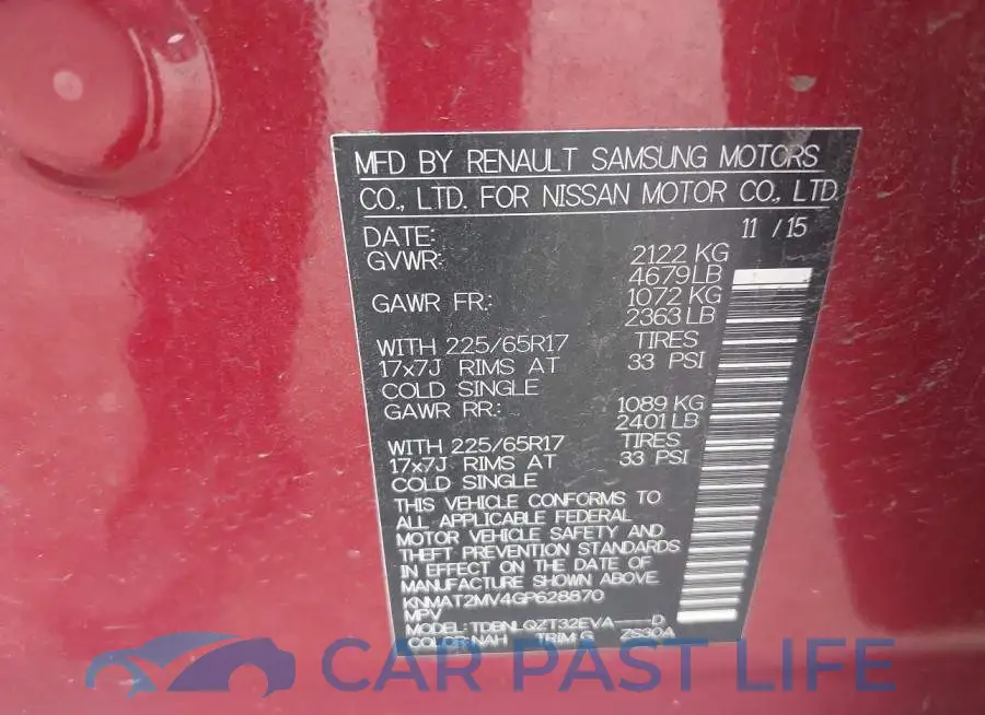 KNMAT2MV4GP628870# 9