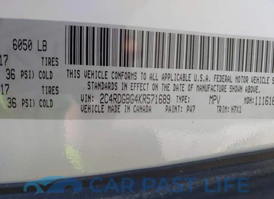 2C4RDGBG4KR571689# 9