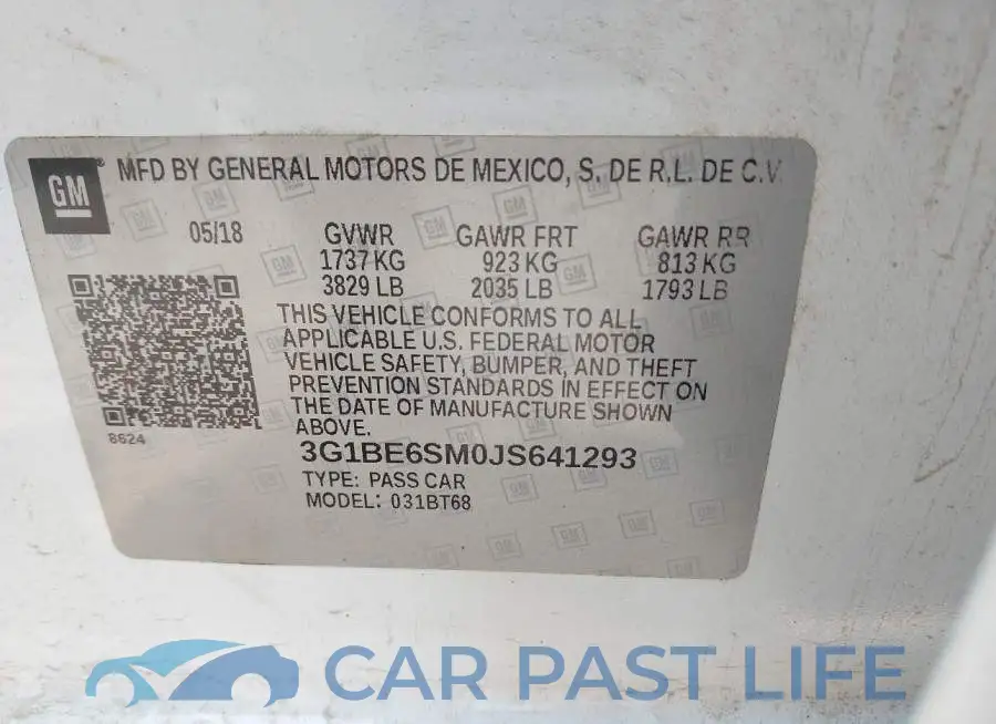 3G1BE6SM0JS641293# 9