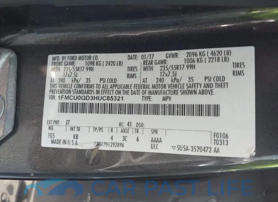 1FMCU0GD3HUC85321# 9