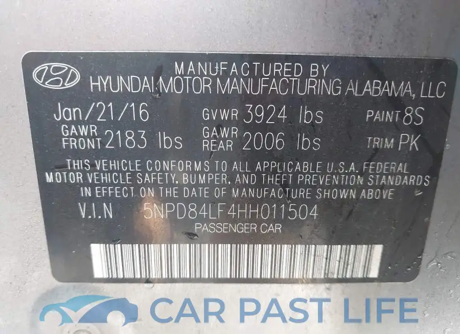 5NPD84LF4HH011504# 9