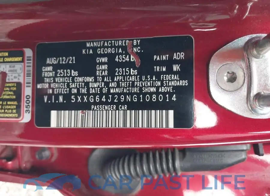 5XXG64J29NG108014# 9