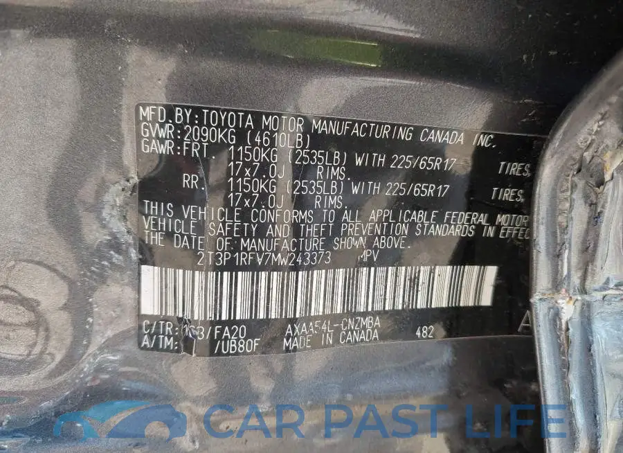 2T3P1RFV7MW243373# 9