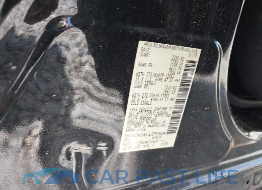 5N1AZ2MS5KN158904# 9