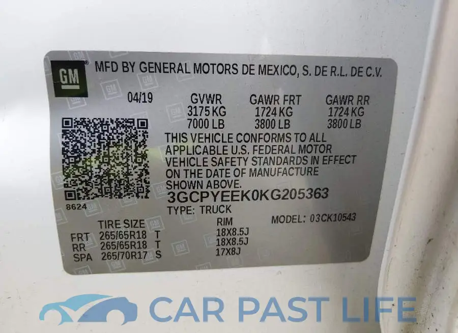 3GCPYEEK0KG205363# 9